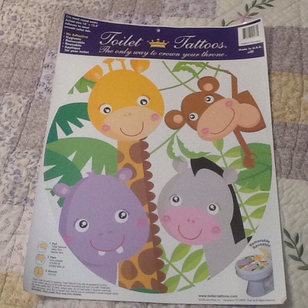 Toilet Tattoo  Lid Cover Jungle Decor Reusable